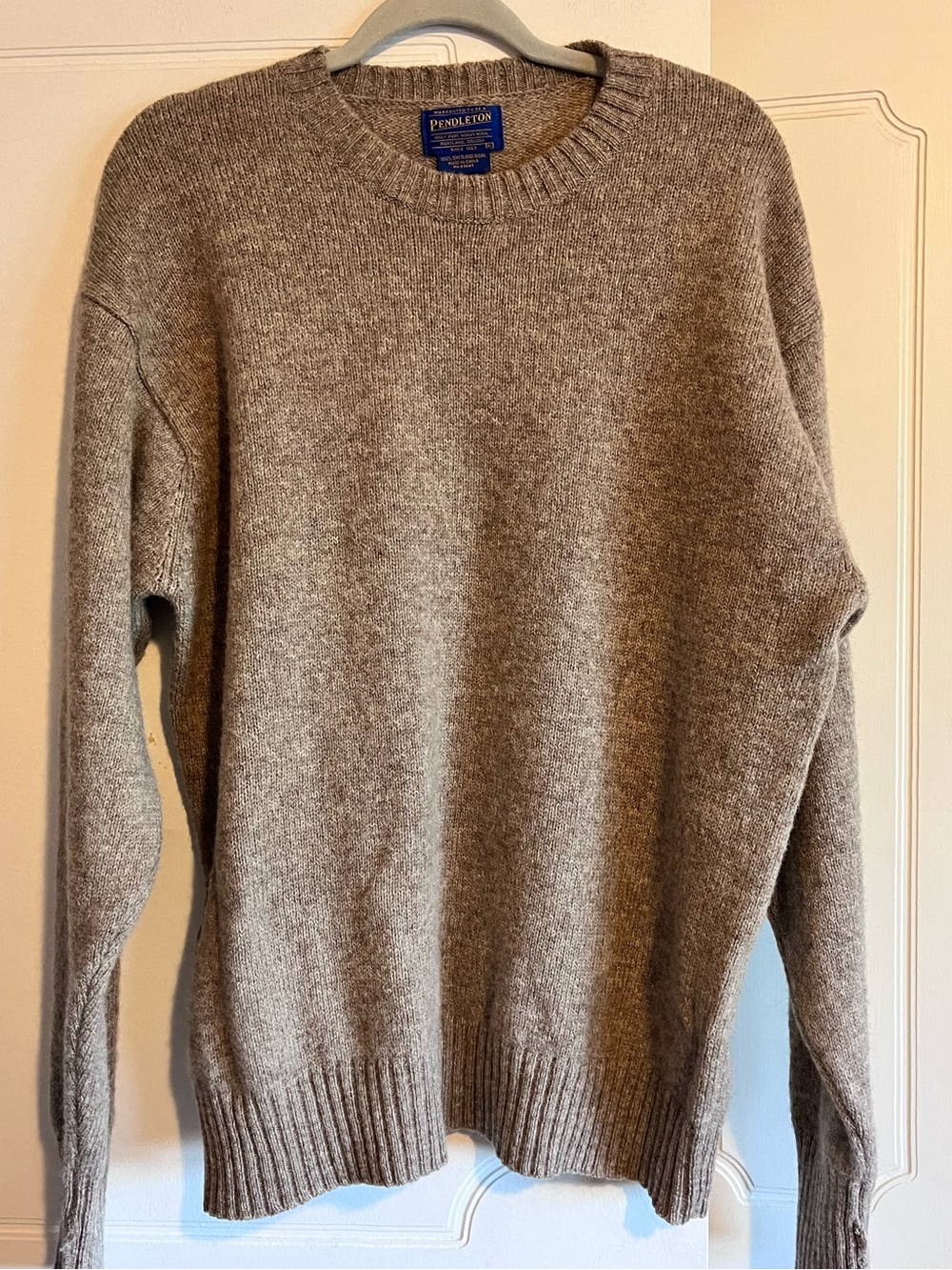 Pendleton 100% Shetland Wool Size XL Beige Cream Flecked Crewneck Sweater EUC